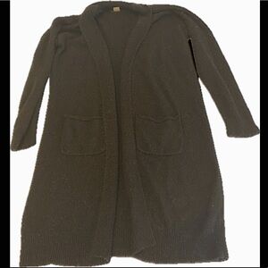 Wild Pearl long black open duster sweater with pockets
